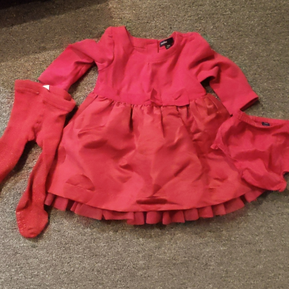 Baby gap holiday dress with tights size 6-12 month